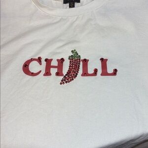 Ontwelfth- “Chill” shirt. White. Super Cute!
